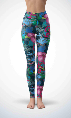 Dragon flower legging for workout yoga gym running - alien wing active