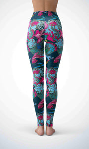 Dragon flower legging for workout yoga gym running - alien wing active