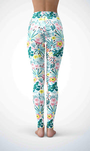 Light blue leaf legging for workout yoga gym running - alien wing active