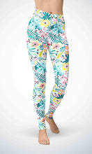 Load image into Gallery viewer, Light blue leaf legging for workout yoga gym running - alien wing active