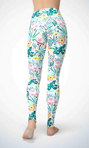 Light blue leaf legging for workout yoga gym running - alien wing active