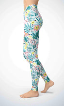 Load image into Gallery viewer, Light blue leaf legging for workout yoga gym running - alien wing active