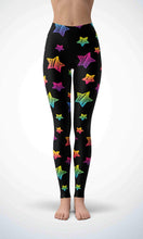 Load image into Gallery viewer, Neon star legging for workout yoga gym running - alien wing active
