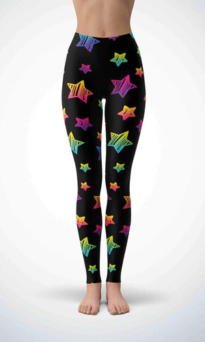 Neon star legging for workout yoga gym running - alien wing active