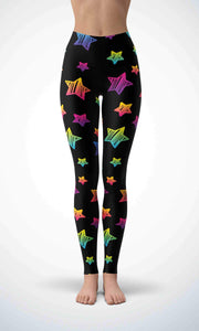 Neon star legging for workout yoga gym running - alien wing active