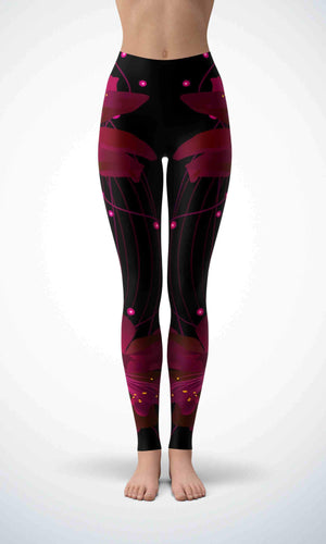 Dark flower legging for workout yoga gym running - alien wing active