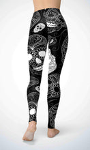Load image into Gallery viewer, White skull legging for workout yoga gym running - alien wing active