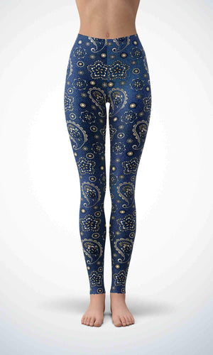 Denim flower legging for workout yoga gym running - alien wing active
