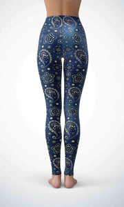Denim flower legging for workout yoga gym running - alien wing active