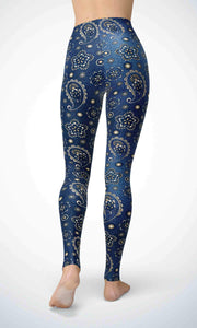 Denim flower legging for workout yoga gym running - alien wing active