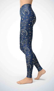 Denim flower legging for workout yoga gym running - alien wing active