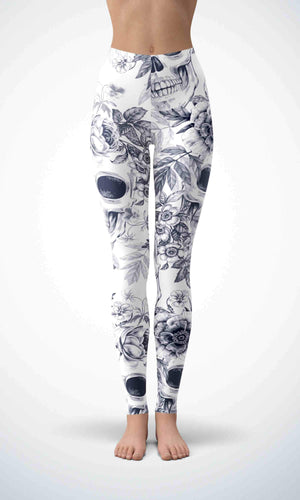 Winter skull legging for workout yoga gym running - alien wing active