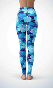 Blue leaf legging for workout yoga gym running - alien wing active