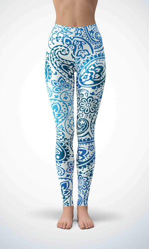 Blue print legging for workout yoga gym running - alien wing active