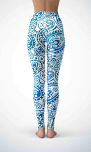 Load image into Gallery viewer, Blue print legging for workout yoga gym running - alien wing active
