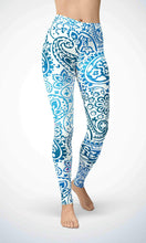 Load image into Gallery viewer, Blue print legging for workout yoga gym running - alien wing active