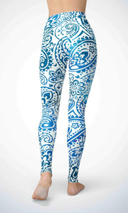 Blue print legging for workout yoga gym running - alien wing active