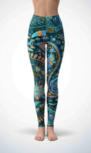 Load image into Gallery viewer, Blue painting legging for workout yoga gym running - alien wing active