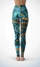 Load image into Gallery viewer, Blue painting legging for workout yoga gym running - alien wing active