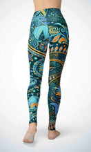 Load image into Gallery viewer, Blue painting legging for workout yoga gym running - alien wing active