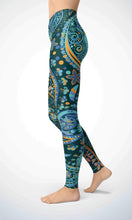 Load image into Gallery viewer, Blue painting legging for workout yoga gym running - alien wing active