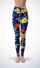 Load image into Gallery viewer, Navy flower legging for workout yoga gym running - alien wing active
