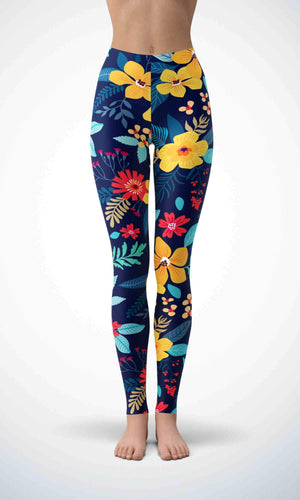 Navy flower legging for workout yoga gym running - alien wing active
