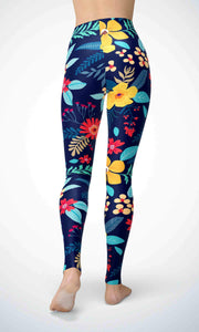 Navy flower legging for workout yoga gym running - alien wing active