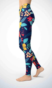Navy flower legging for workout yoga gym running - alien wing active