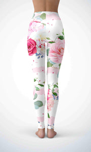 Pink flowers legging for workout yoga gym running - alien wing active