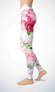 Pink flowers legging for workout yoga gym running - alien wing active