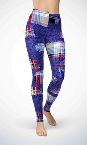 Patch denim legging for workout yoga gym running - alien wing active