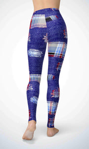 Patch denim legging for workout yoga gym running - alien wing active