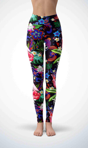 Navy jungle flower legging for workout yoga gym running - alien wing active