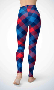 Red check legging for workout yoga gym running - alien wing active