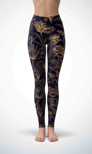Golden flower legging for workout yoga gym running - alien wing active