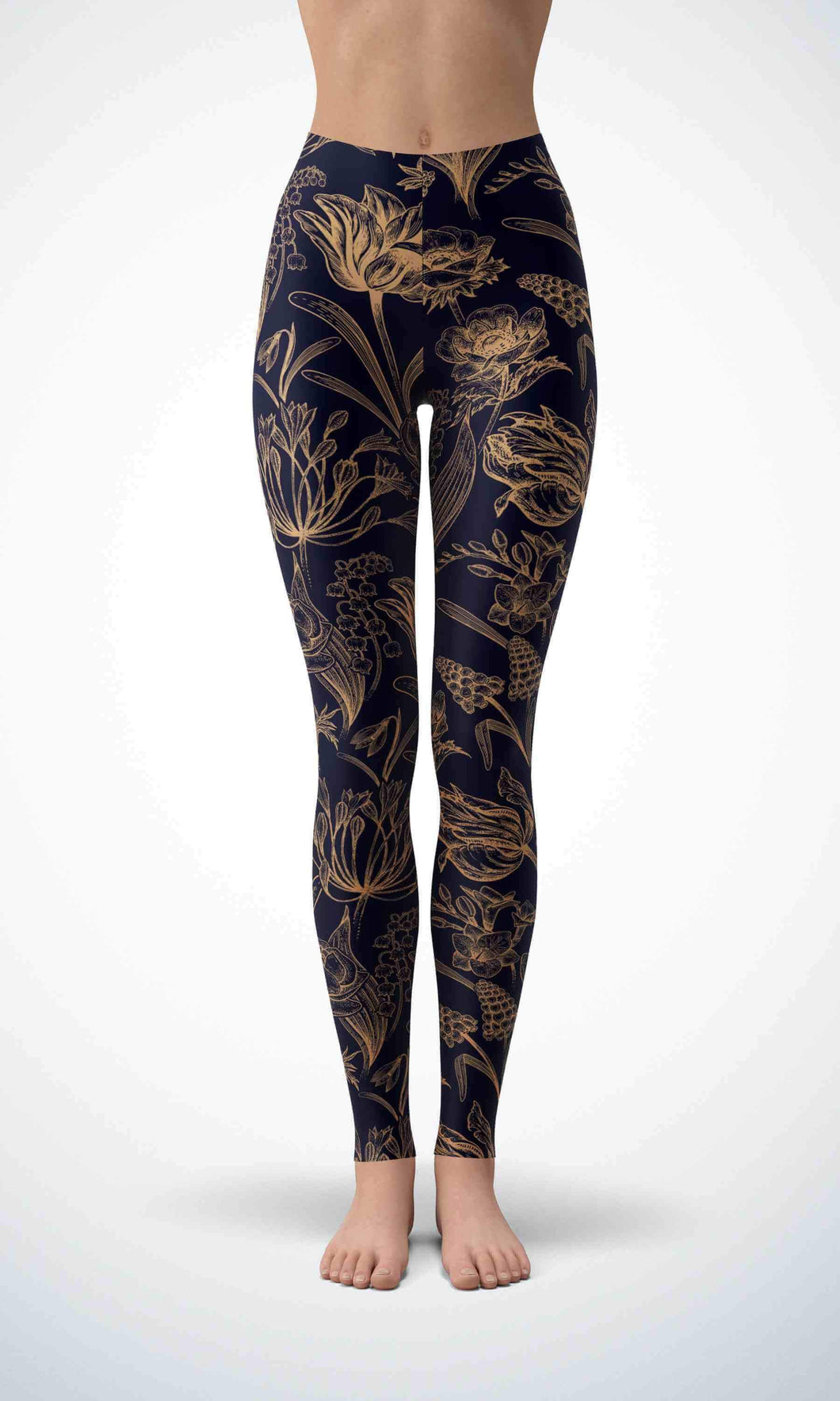 Golden flower legging for workout yoga gym running - alien wing active