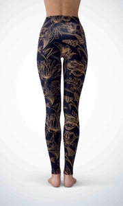 Golden flower legging for workout yoga gym running - alien wing active