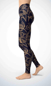 Golden flower legging for workout yoga gym running - alien wing active