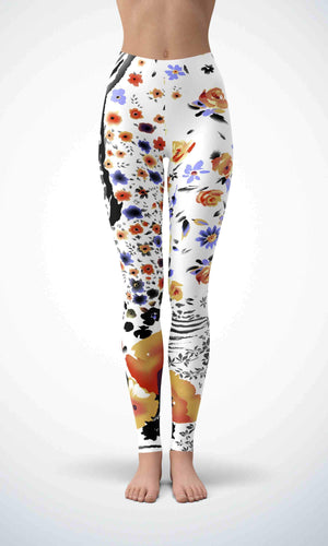 Flower in wind legging for workout yoga gym running - alien wing active