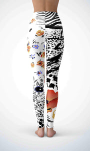 Flower in wind legging for workout yoga gym running - alien wing active