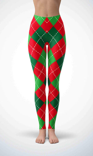Green check legging for workout yoga gym running - alien wing active