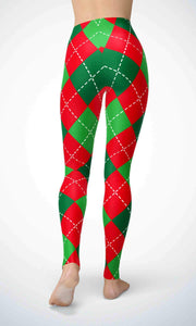 Green check legging for workout yoga gym running - alien wing active