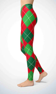 Green check legging for workout yoga gym running - alien wing active