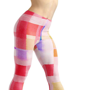 Pink plaid high waist yoga pants