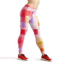 Load image into Gallery viewer, Pink plaid high waist yoga pants