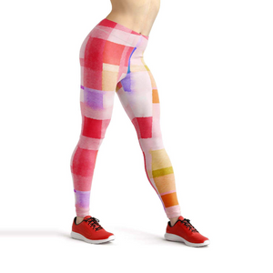 Pink plaid high waist yoga pants