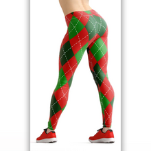 Load image into Gallery viewer, Pink plaid high waist yoga pants